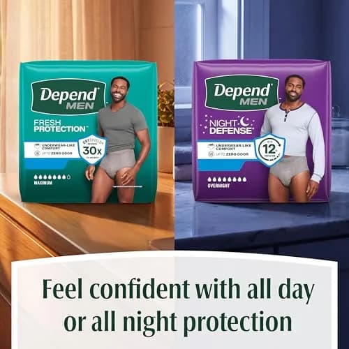 Depend Night Defense Adult Incontinence Underwear for Men, Large, 14 Count | Up to 12 Hours Overnight Protection thumbnail 9