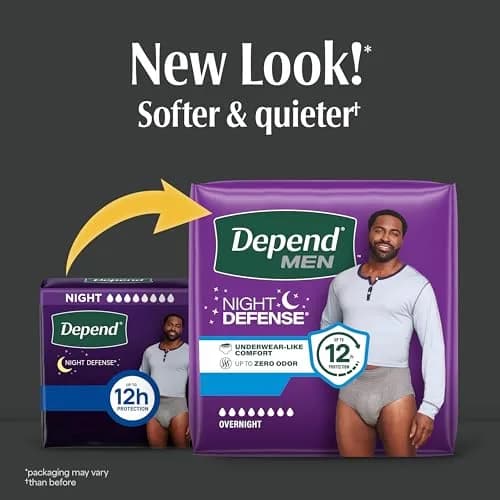 Depend Night Defense Adult Incontinence Underwear for Men, Large, 14 Count | Up to 12 Hours Overnight Protection thumbnail 2