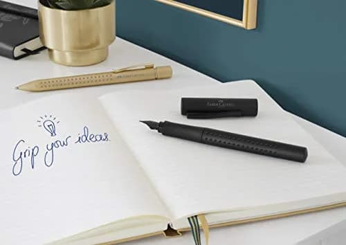 Faber-Castell Grip Edition Fountain Pen - All Black, Medium Nib | Smooth Ink Flow Writing Instrument thumbnail 9