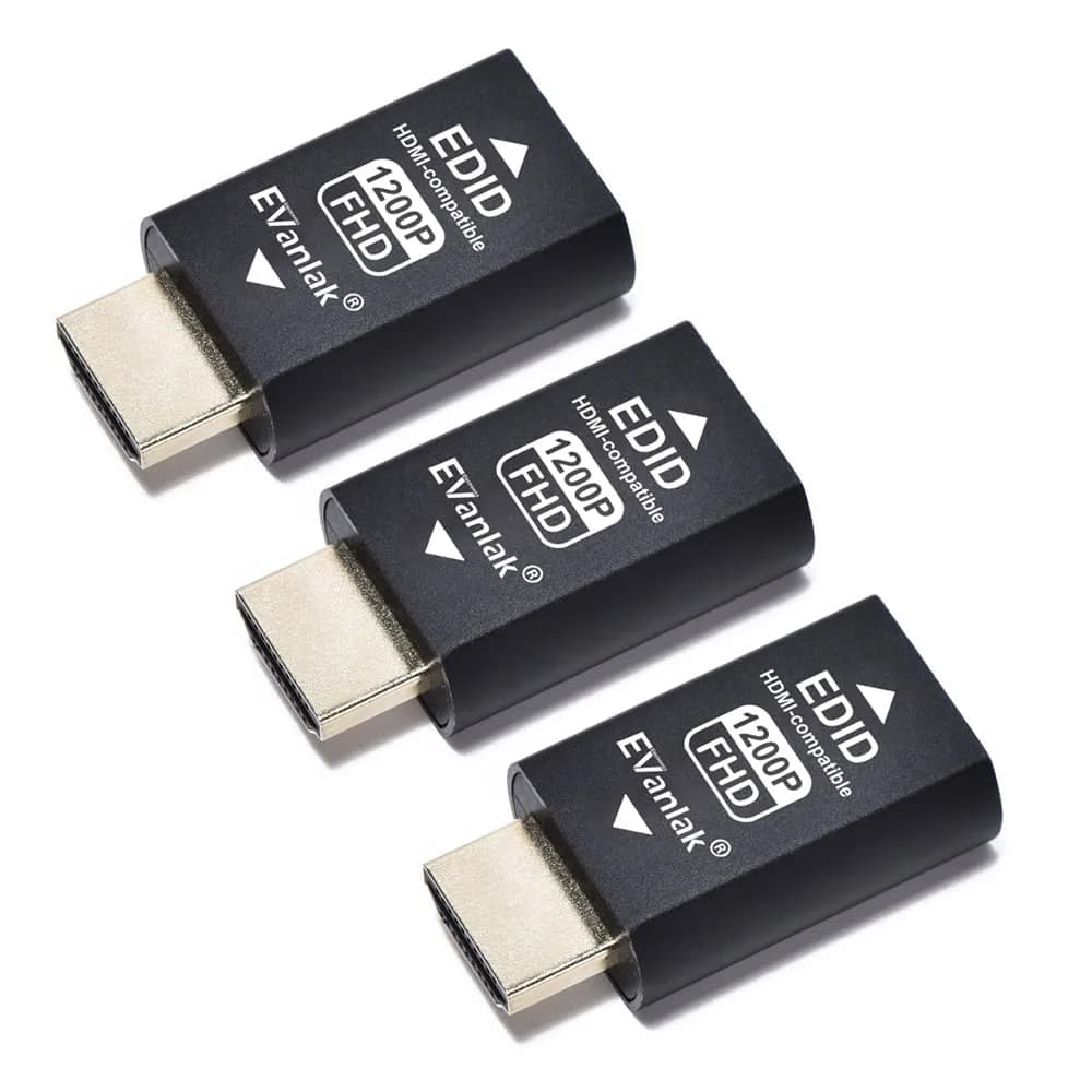 EVanlak HDMI EDID Emulator Passthrough Dongle 3-Pack | 1920x1200@59Hz Support - main product image