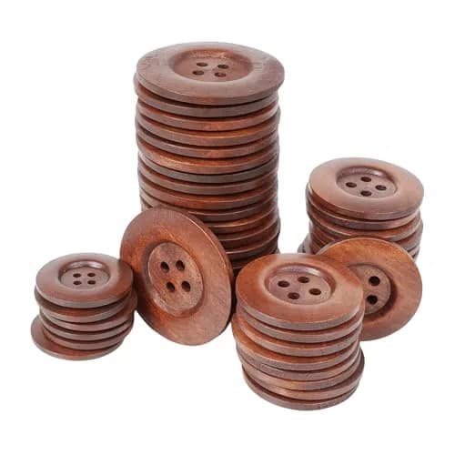 Chenkou Craft 20pcs Big Size 40mm (1 1/2") Light Brown Round Wood Buttons | Craft Sewing Button thumbnail 1
