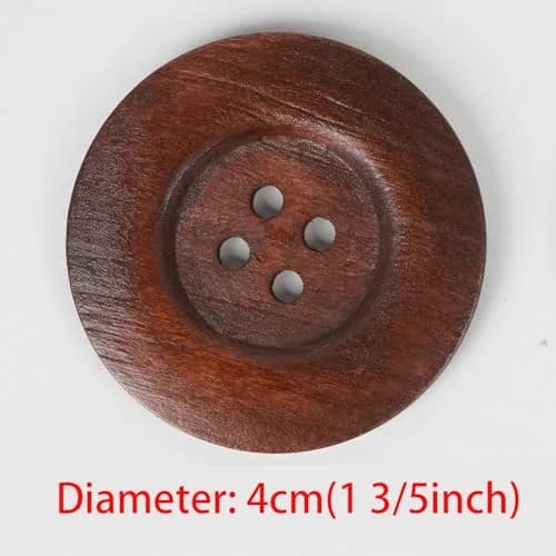 Chenkou Craft 20pcs Big Size 40mm (1 1/2") Light Brown Round Wood Buttons | Craft Sewing Button thumbnail 2