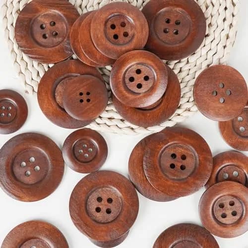 Chenkou Craft 20pcs Large Size 50mm (2") Light Brown Round Wood Buttons | 4 Holes for Sewing & Crafting thumbnail 4