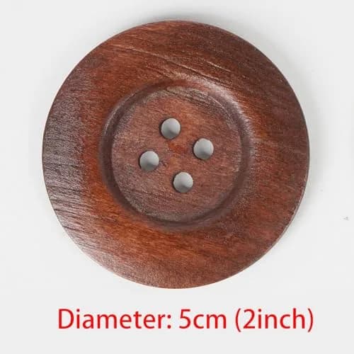 Chenkou Craft 20pcs Large Size 50mm (2") Light Brown Round Wood Buttons | 4 Holes for Sewing & Crafting thumbnail 2