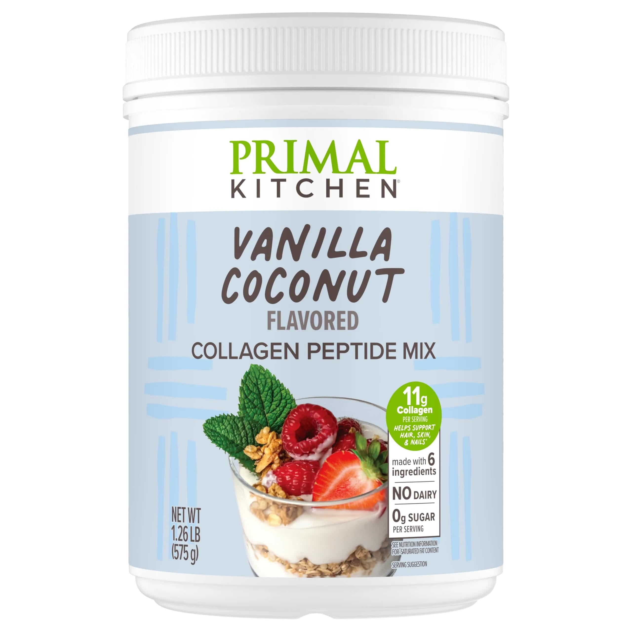 Primal Kitchen Vanilla Collagen Fuel Drink Mix 14.4 oz (408g) | 11g Collagen Peptides Per Serving — Vanilla Coconut / 1.25 Pound