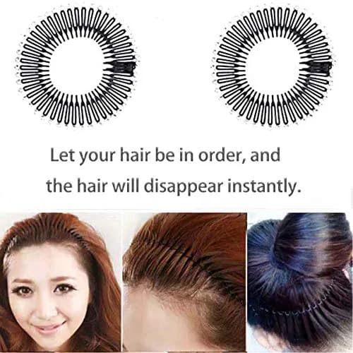 TUICARE Full Circular Stretch Hairband Holder with Rhinestone Comb, 30cm Spread Size | Flexible Plastic Teeth for All Hair Types thumbnail 2