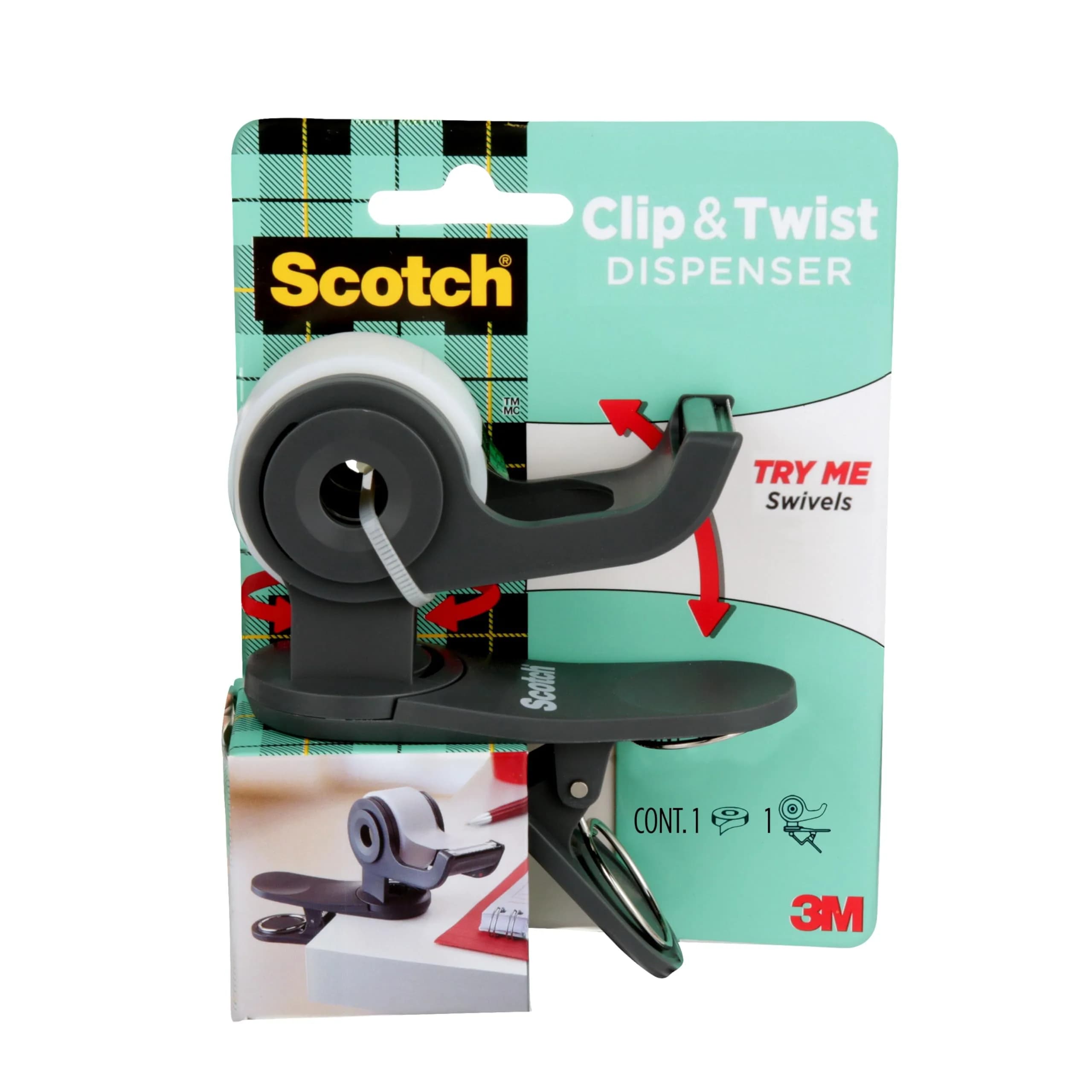 Scotch Desktop Tape Dispenser | Portable, Refillable, 1 Roll, 360° Rotation - main product image