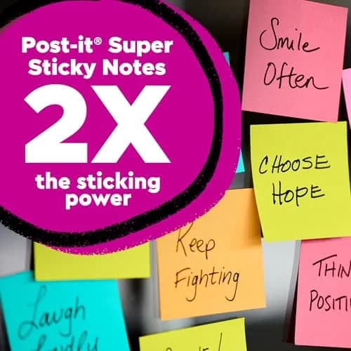 Post-it Super Sticky Notes 3 x 3 in Assorted Brights 15 Pads | 2X Sticking Power for Organization thumbnail 3