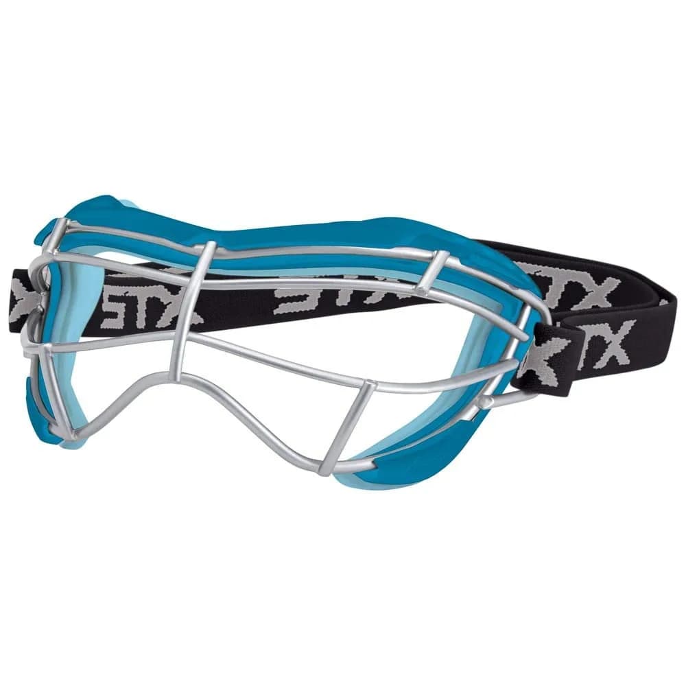 STX Focus-S Lacrosse Goggles Black/Black | SEI Certified Women's Lacrosse Eye Protection — Capri/Ice Blue