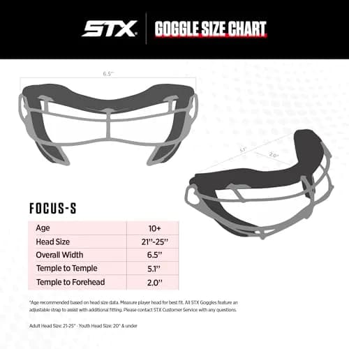STX Focus-S Lacrosse Goggles Black/Black | SEI Certified Women's Lacrosse Eye Protection thumbnail 3