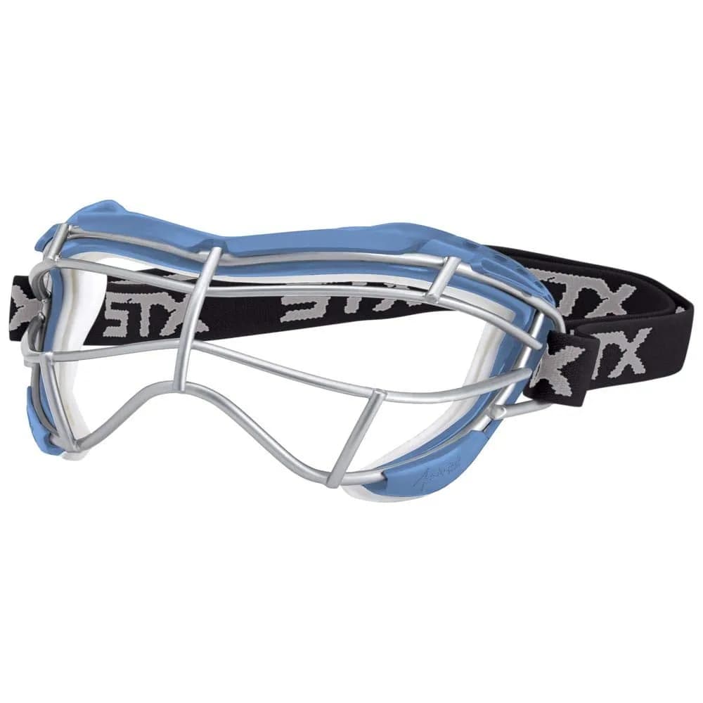 STX Focus-S Lacrosse Goggles Black/Black | SEI Certified Women's Lacrosse Eye Protection — Carolina/White