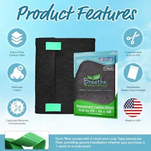 Breathe Naturally Universal Cut-to-Fit Carbon Activated Air Filter 10x48 Inch (Pack of 1) | Captures Smoke & Pollutants thumbnail 4
