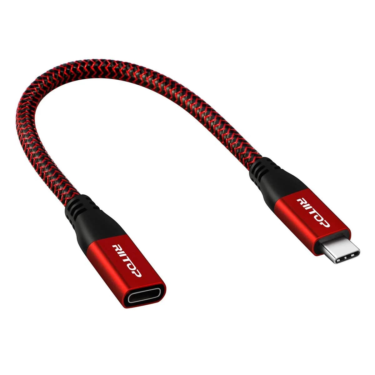 RIITOP USB C Extension Cable 20cm (7.8 inch) | 10Gbps Data & 100W Charging | Thunderbolt 3 Compatible - main product image