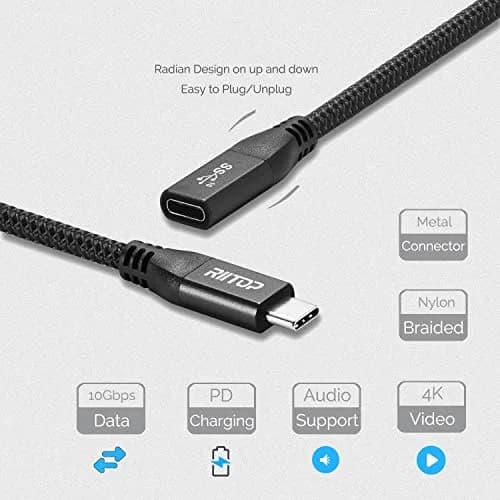 RIITOP USB-C Extension Cable 2ft (0.6m) | 10Gbps Data Transfer & 100W Charging thumbnail 2