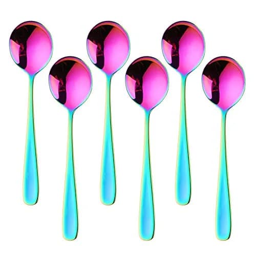 Buyer Star Bouillon Spoon Sets, 7-Inch Rainbow Stainless Steel | Durable & Elegant thumbnail 1