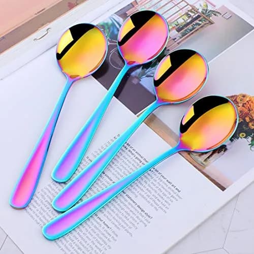 Buyer Star Bouillon Spoon Sets, 7-Inch Rainbow Stainless Steel | Durable & Elegant thumbnail 2