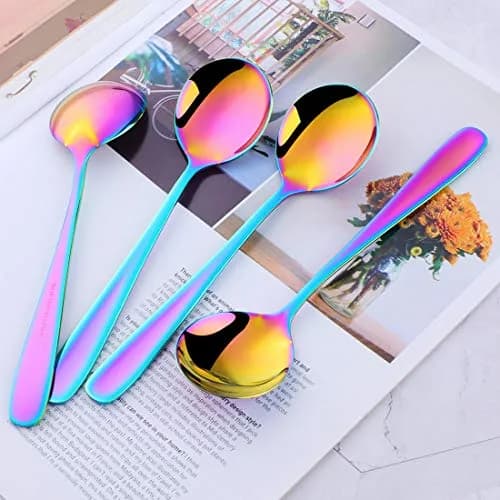 Buyer Star Bouillon Spoon Sets, 7-Inch Rainbow Stainless Steel | Durable & Elegant thumbnail 3