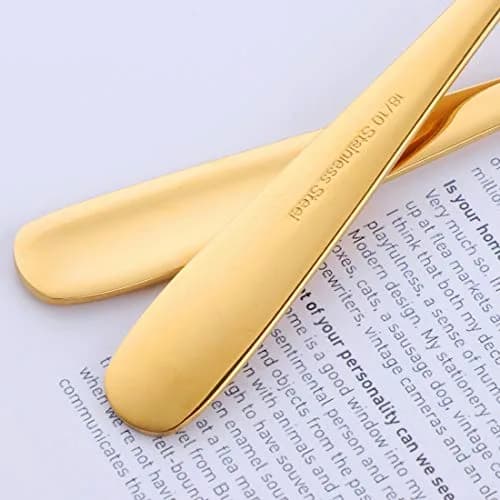 Buyer Star 7-Inch Round Soup Spoons, 18/10 Stainless Steel, Set of 6 | Gold Finish thumbnail 5