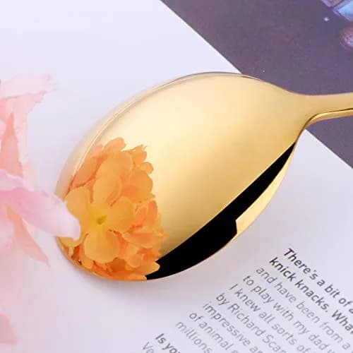 Buyer Star 7-Inch Round Soup Spoons, 18/10 Stainless Steel, Set of 6 | Gold Finish thumbnail 4