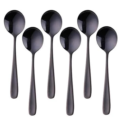 Buyer Star 7-Inch Round Soup Spoons Set, 18/10 Stainless Steel, 6 Pieces | Magic Red Finish thumbnail 1