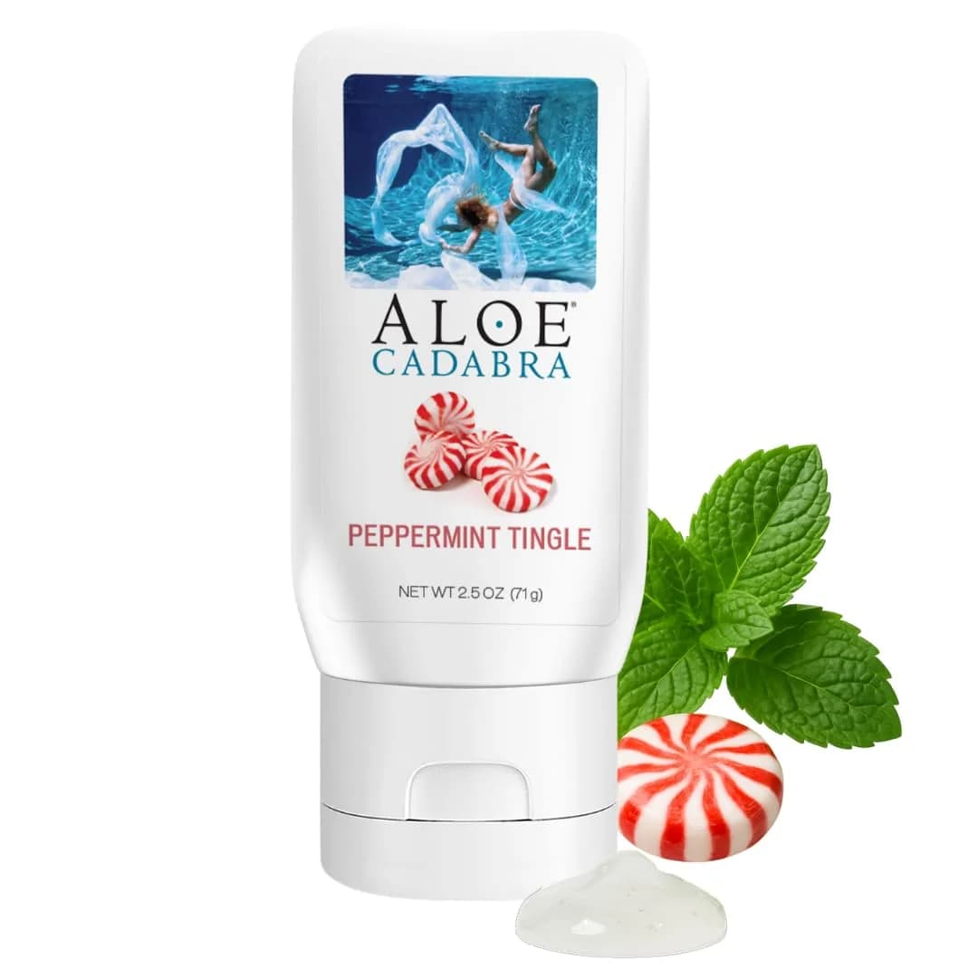 Aloe Cadabra Natural Aloe Vaginal Moisturizer 74ml (2.5 Fl Oz) | pH-Balanced, Water-Based, 95% Organic Aloe Vera — Peppermint / 2.5 Fl Oz