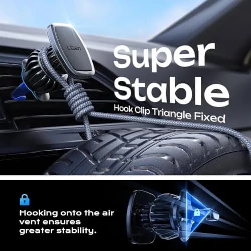 LISEN Magnetic Phone Holder for Car, Black Vent Mount with 6 Strong Magnets | Secure Grip for Smartphones thumbnail 5