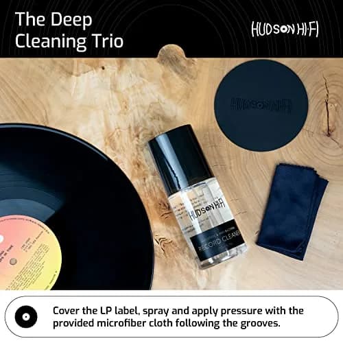 Hudson Hi-Fi 9-in-1 Vinyl Record Cleaning Kit – Anti-Static Cleaner, Carbon Fiber & Velvet Brushes, Stylus Gel, Microfiber Cloth, Mitts & Label Protector for LP Care thumbnail 5