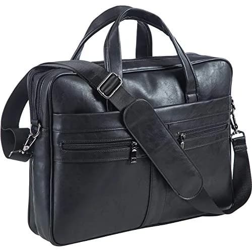 seyfocnia Men's Leather Messenger Bag 15.6 Inch Laptop | Water-Resistant PU Leather, Multiple Compartments, Adjustable Shoulder Strap thumbnail 1