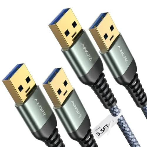 AINOPE USB to USB Cable, 3.3FT*2Pack | Data Transfer & Durable Nylon Braided thumbnail 1