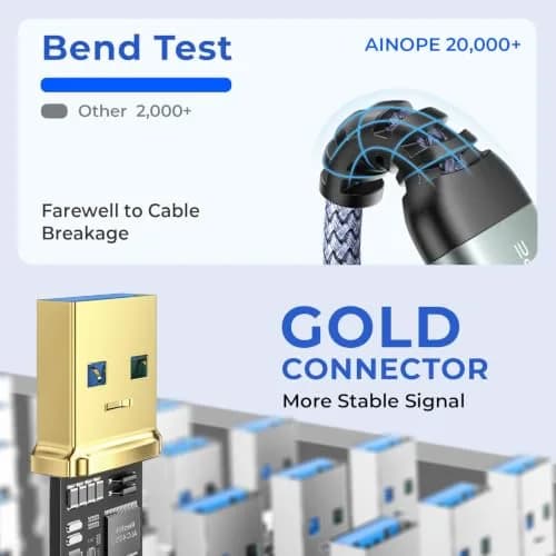 AINOPE USB to USB Cable, 3.3FT*2Pack | Data Transfer & Durable Nylon Braided thumbnail 8