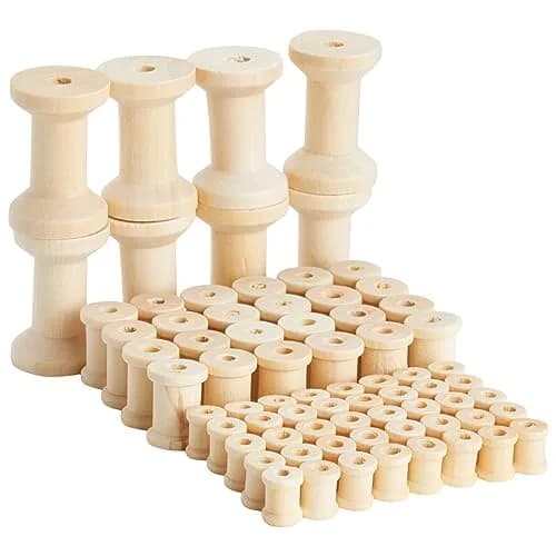 Bright Creations Wooden Spools for Crafts - 72-Pack, Small, Medium & Large, Unfinished Natural Schima Wood | Versatile DIY Thread Holders thumbnail 1