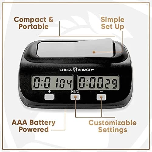 Chess Armory Digital Chess Clock Portable Timer with Bonus Time Features | Tournament Ready thumbnail 3