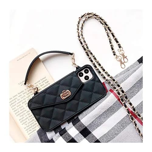 UnnFiko Black Wallet Case for iPhone 11 (6.1-inch) | Cute Shoulder Bag Design with Card Slots & Strap thumbnail 6