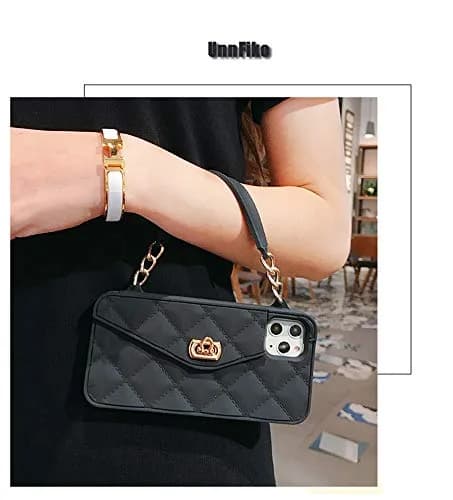 UnnFiko Black Wallet Case for iPhone 11 (6.1-inch) | Cute Shoulder Bag Design with Card Slots & Strap thumbnail 3