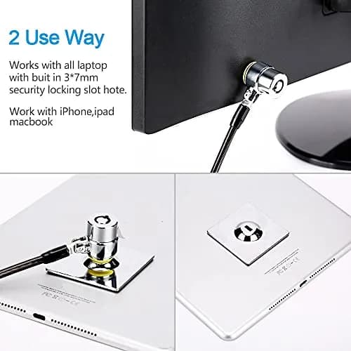 LORADAR Laptop Cable Lock - 6.7Ft Security Cable with Adhesive Anchors | Anti-Theft Device for Laptops, Tablets & Phones thumbnail 6