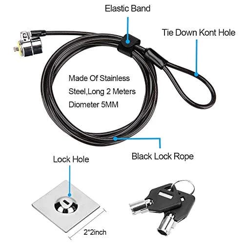 LORADAR Laptop Cable Lock - 6.7Ft Security Cable with Adhesive Anchors | Anti-Theft Device for Laptops, Tablets & Phones thumbnail 3