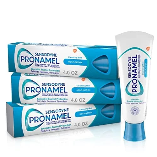 Sensodyne Pronamel Multi-Action SLS Free Toothpaste for Sensitive Teeth, Cleansing Mint, 360ml (12 Ounces Pack of 3) | Reharden and Strengthen Enamel thumbnail 1