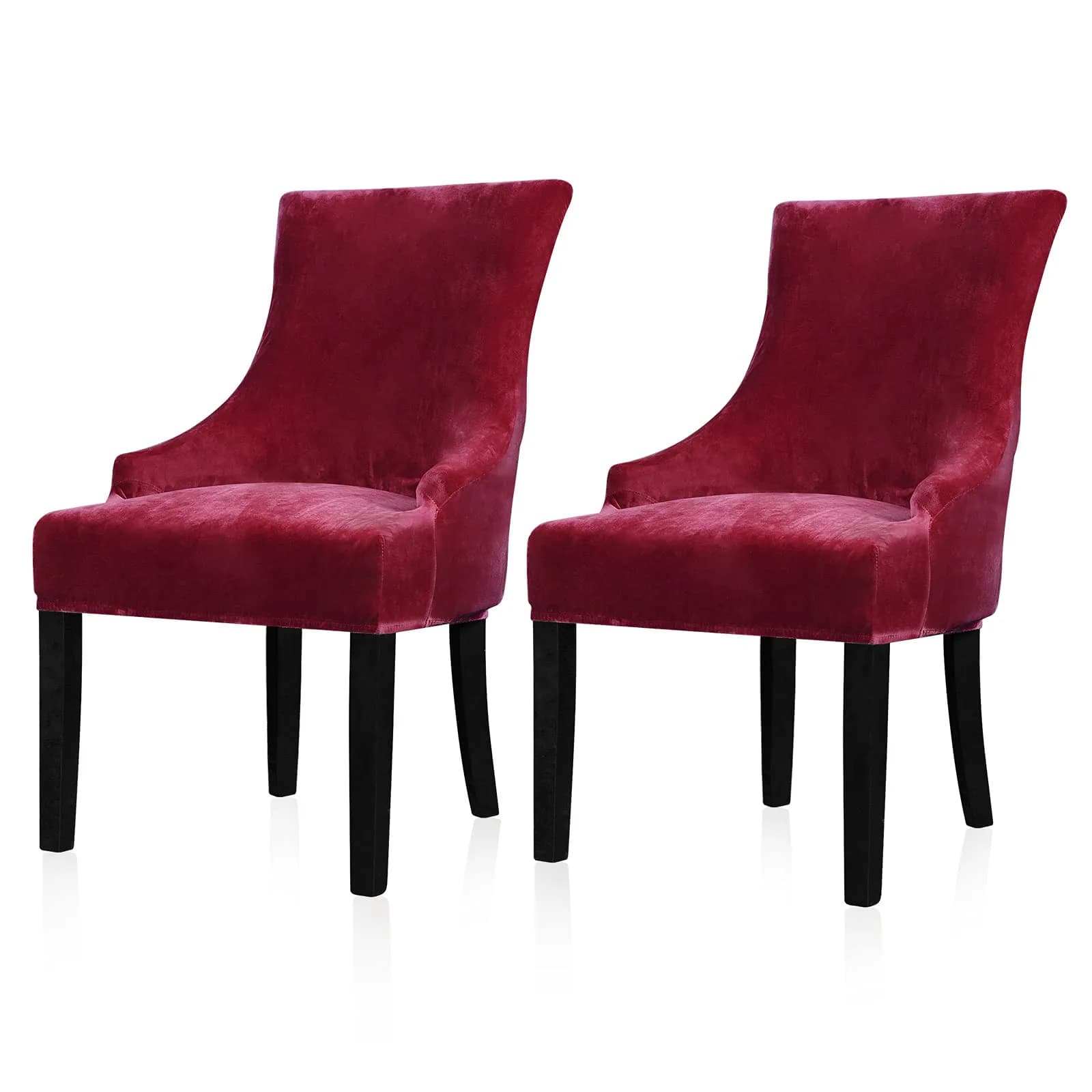 Lellen Velvet Stretch Wingback Chair Cover Slipcover - Wine, 1PC | Fits Chairs 18-22" Seat Length, 20-24" Seat Width - main product image