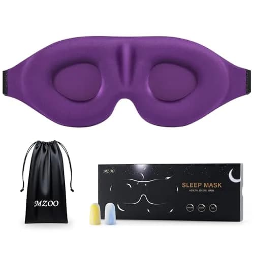 MZOO Luxury 3D Sleep Mask for Women & Men | 13mm Eye Cups, 22mm Nose Padding, 10mm Strap (Purple) thumbnail 1