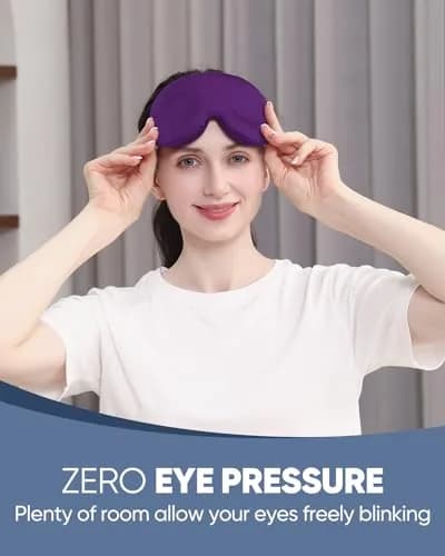 MZOO Luxury 3D Sleep Mask for Women & Men | 13mm Eye Cups, 22mm Nose Padding, 10mm Strap (Purple) thumbnail 2