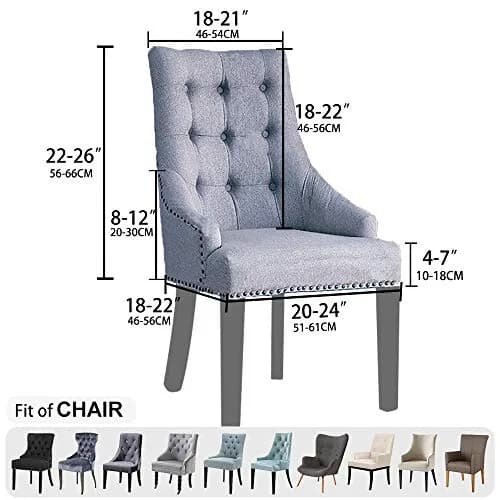 Lellen Velvet Stretch Wingback Chair Cover Slipcover - Cream, 1PC | Fits Dining & Living Room Chairs thumbnail 5