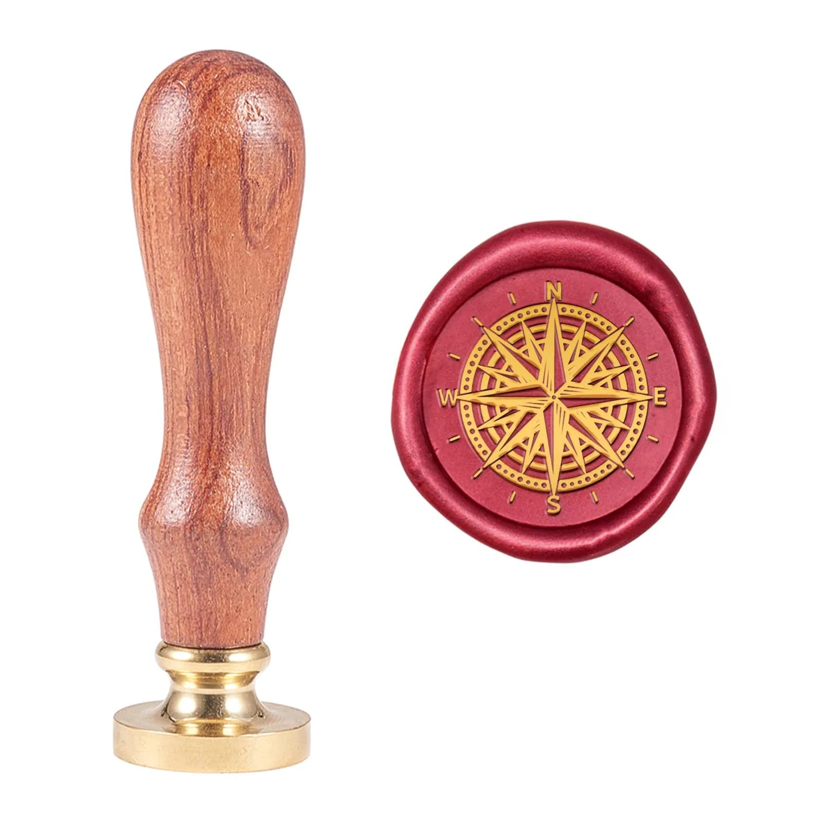 PH PandaHall Compass Wax Seal Stamp 25.5mm (1 inch) Diameter | Vintage Nautical Theme for Invitations - main product image
