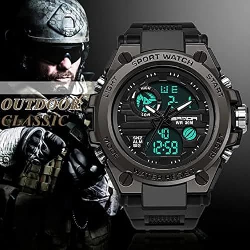 AIMES Men's Military Waterproof Digital Watch 53mm | Dual Time, LED Backlight, Shock Resistant thumbnail 2