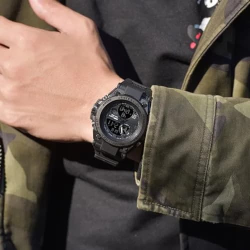 AIMES Men's Military Waterproof Digital Watch 53mm | Dual Time, LED Backlight, Shock Resistant thumbnail 3