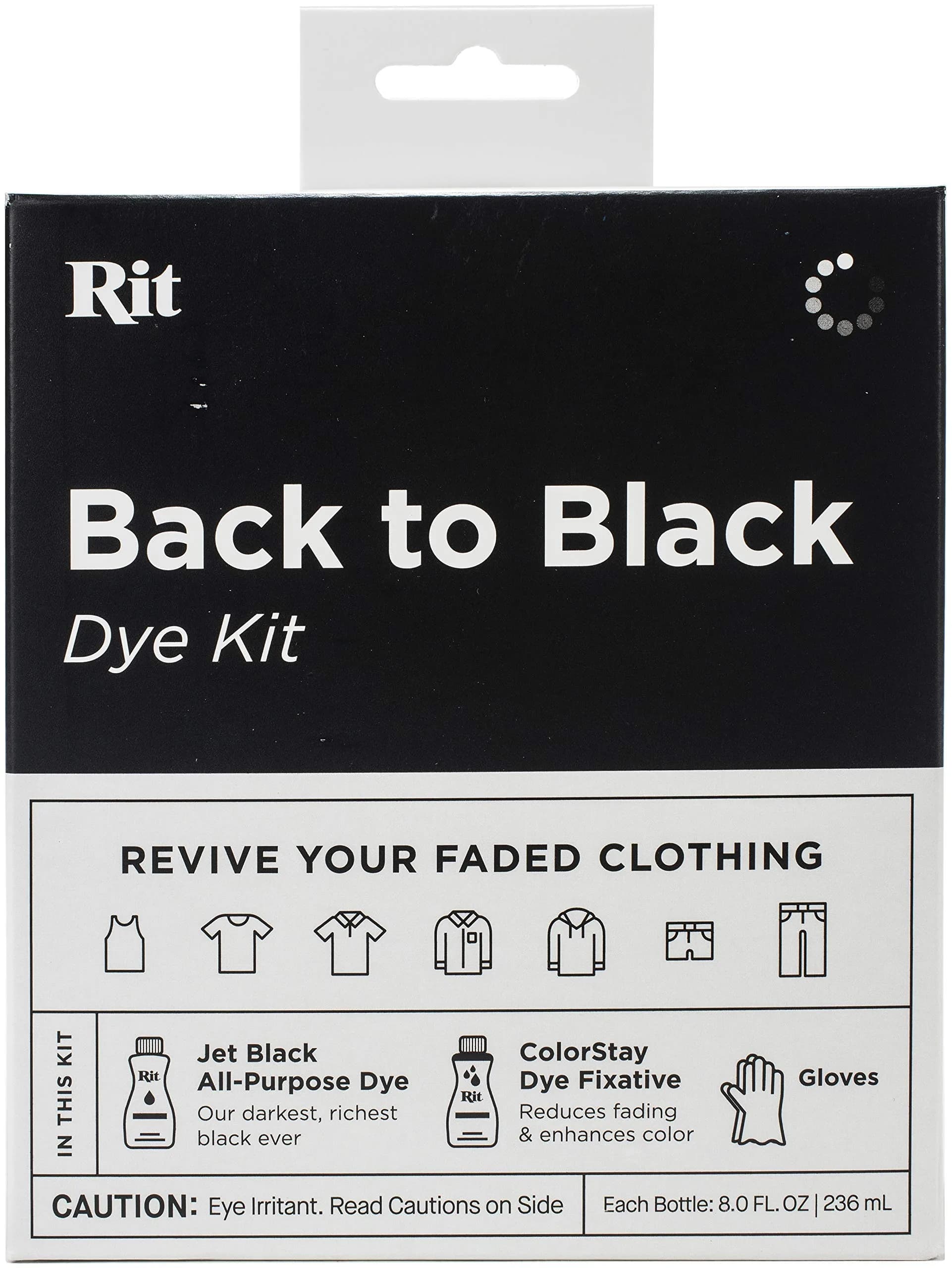 Rit Back to Black Dye Kit | Restores Faded Black Clothing | 16 Fl Oz (473 ml) - main product image