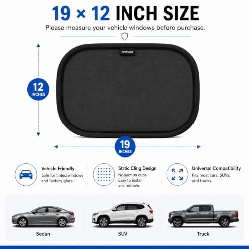 Enovoe Car Window Shades for Baby 2-Pack - 53cm x 36cm (21" x 14") | Blocks 97% UV Rays & Glare thumbnail 3