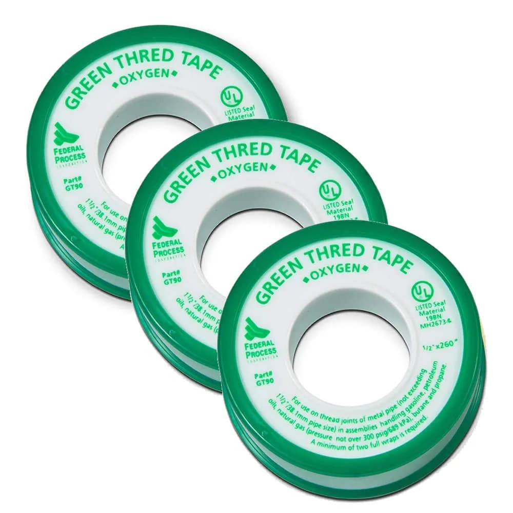 Gasoila Green PTFE Thread Seal Tape 1/2 Inch x 260 Inch | Leak-Proof, High-Density, Non-Toxic, 3 Pack - main product image