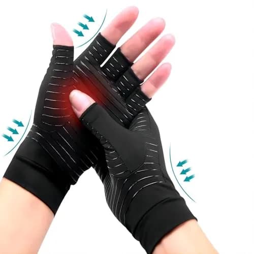 Ricbestlab Copper Arthritis Gloves for Women Men, Fingerless Breathable & Moisture Wicking Arthritis Compression Gloves for Computer Typing and Dailywork of Hands joint Support (Small, 1 Pair) thumbnail 1