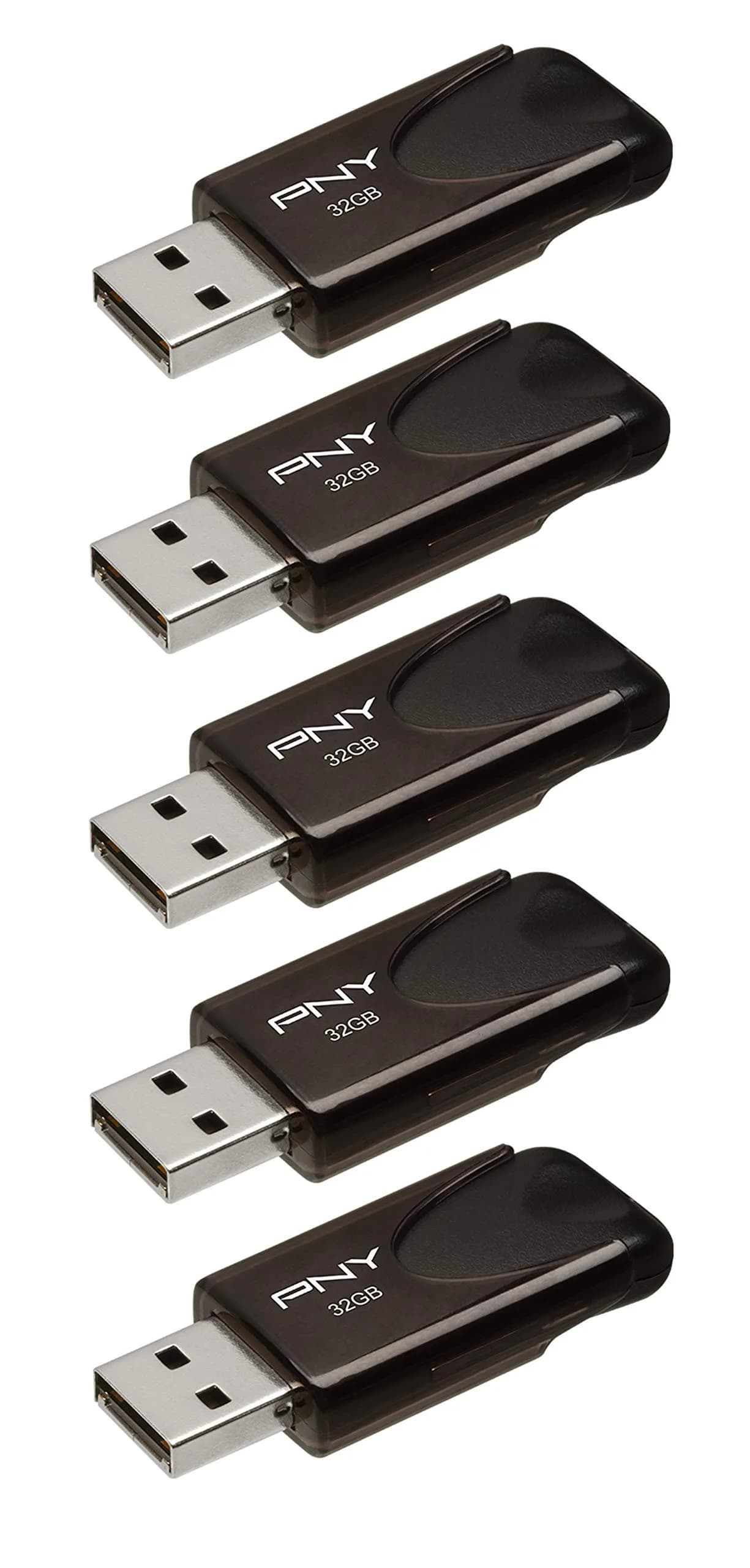 PNY Attaché 4 USB 2.0 Flash Drive 5-Pack 32GB (160GB Total) | Essential Mobile Storage for Work & School — 32GB