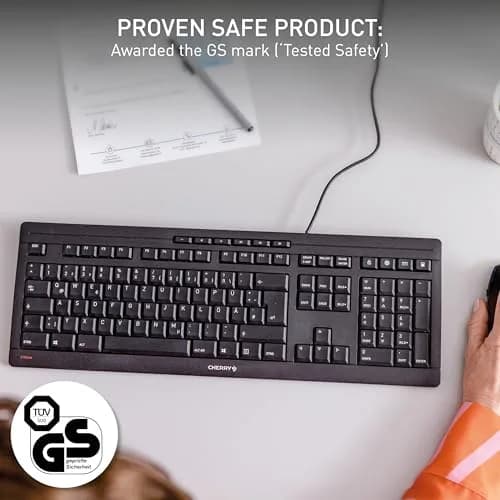 Cherry Stream Keyboard Wired for PC/Laptop, Whisper Quiet Keys, Slim Design, SX Scissor Switches, QWERTY, White | 1.0 kg (2.2 lb) thumbnail 6